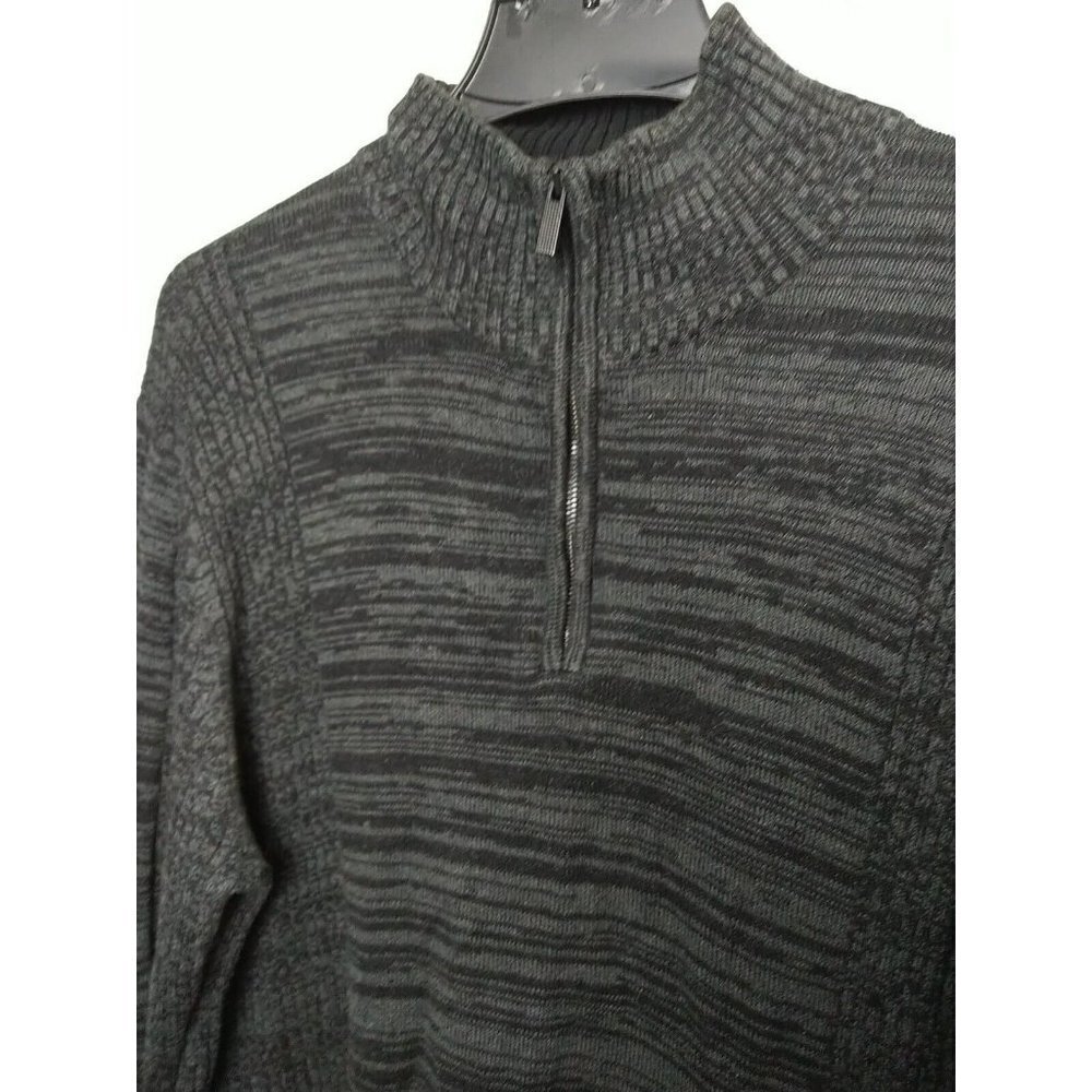 CALVIN Klein Men's 1/4 Zip Grey Black Heather Pullover high neck Sweater. Size M - Picture 4 of 12